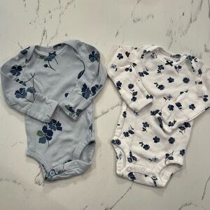 Carter's Blue and White Floral Bodysuit Set